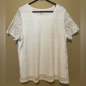 Tan Jay Lacy Overlay White Shirt XL